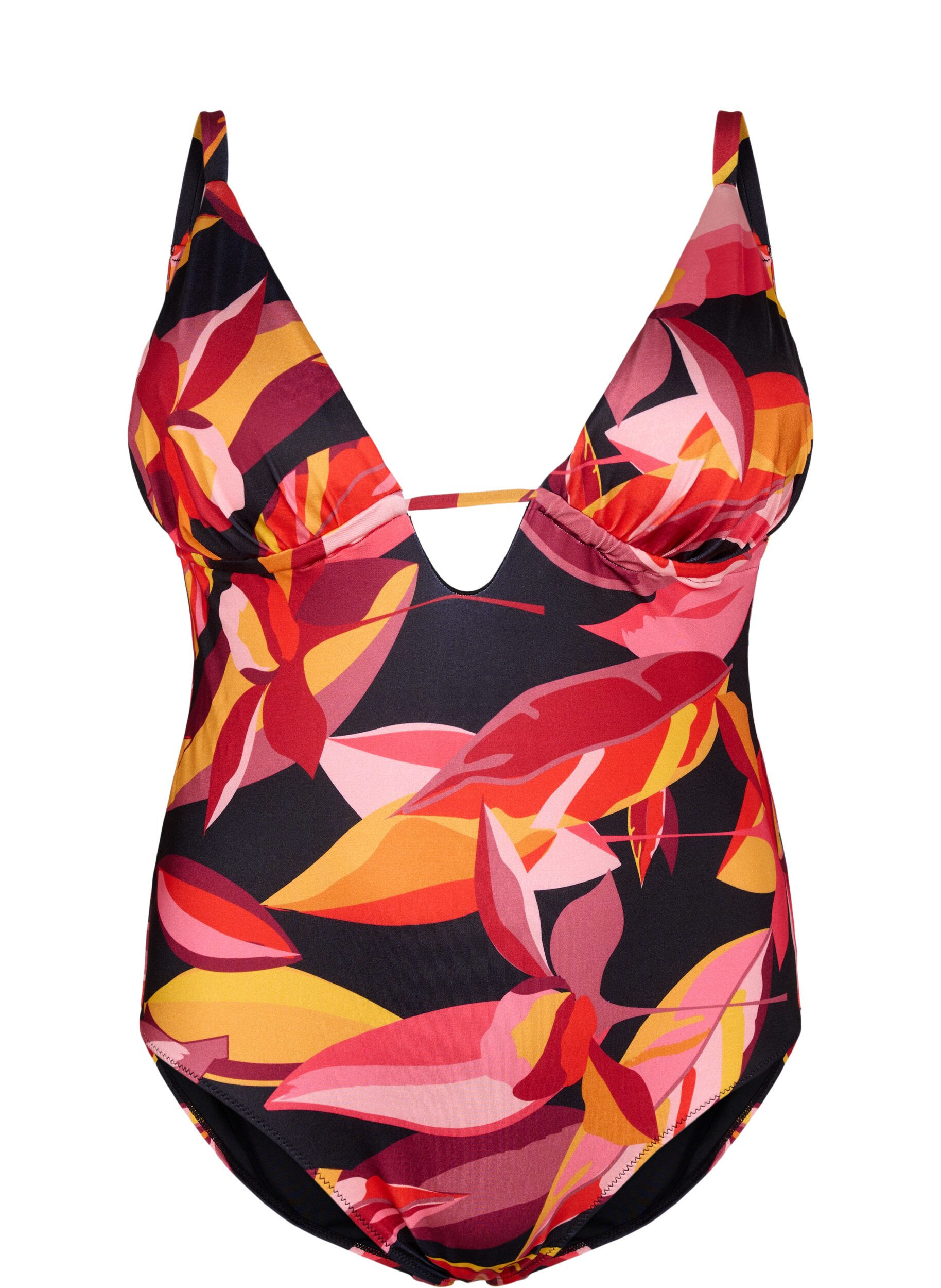 Swimsuit with v-neck and tie details