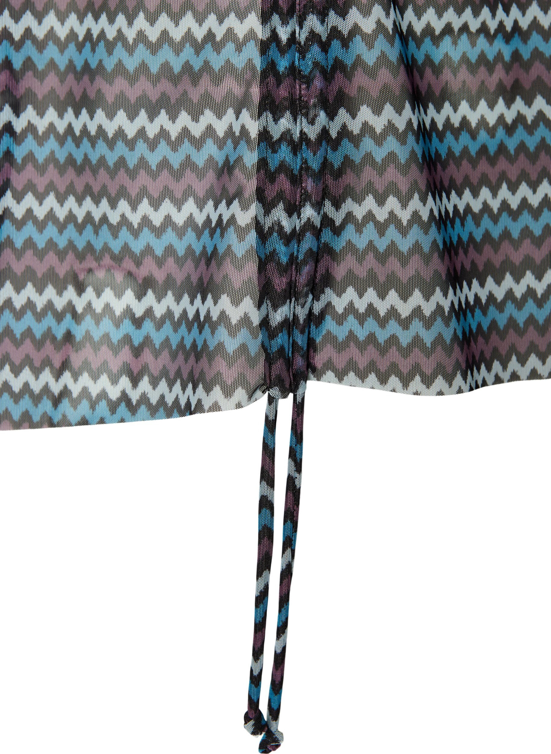 Zizzifashion Patterned tankini top with underwire and criss-cross straps, Blue, Packshot image number 3