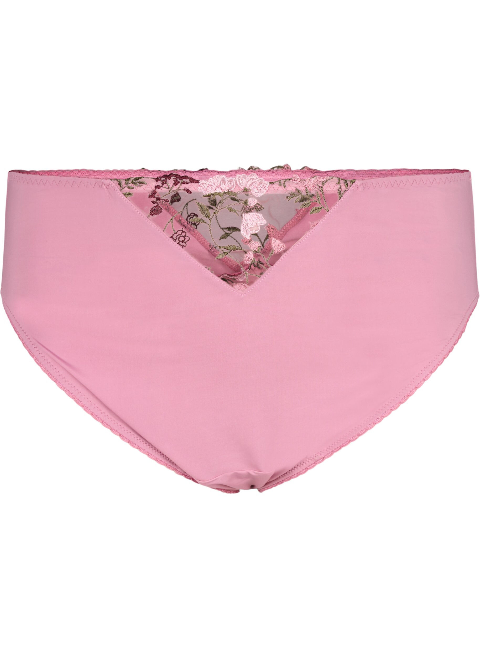 Zizzifashion Tai briefs in microfiber with embroidered flowers, Rose, Packshot image number 0