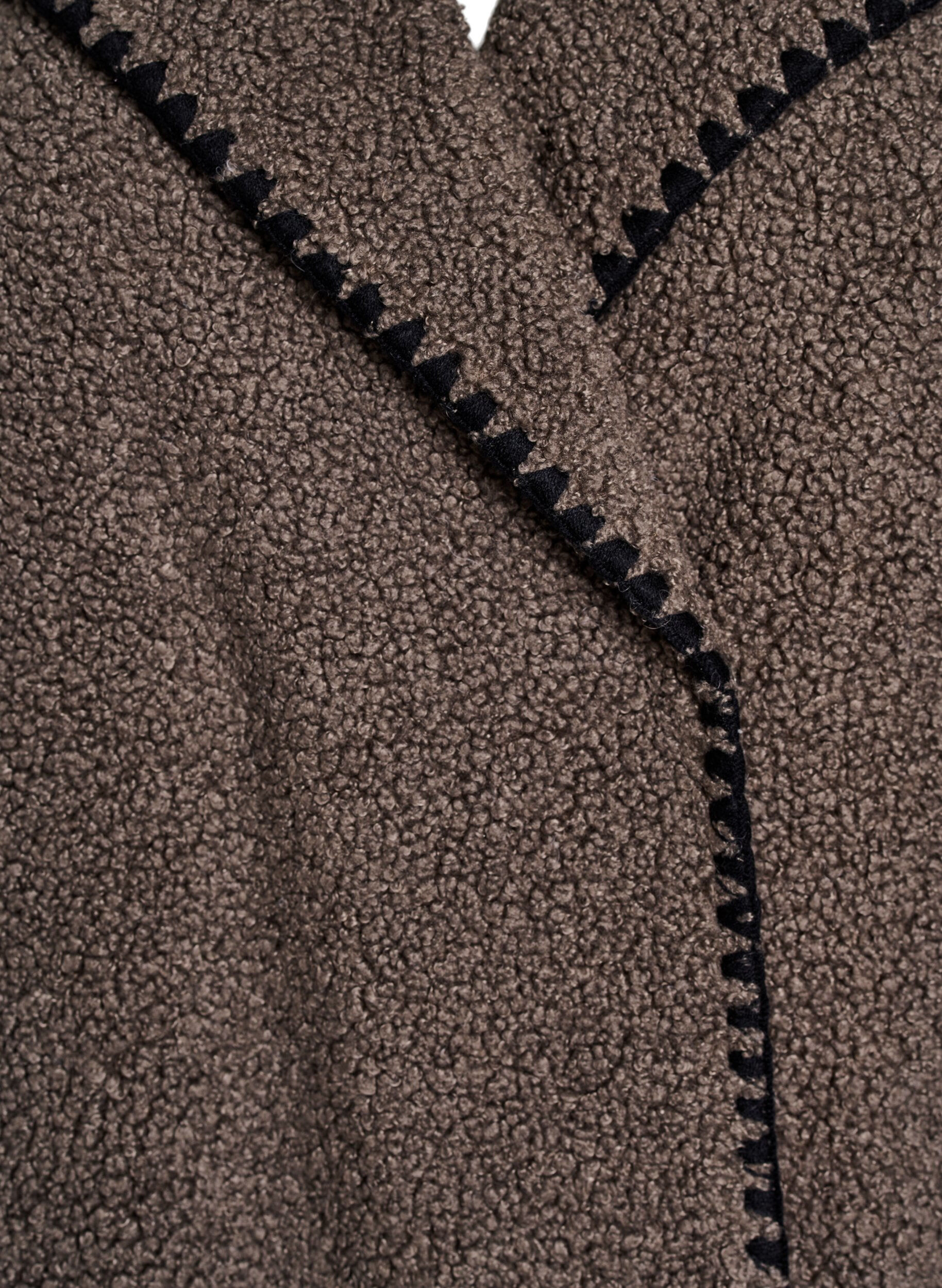 Zizzifashion Teddy jacket with contrast details, Brown, Packshot image number 2