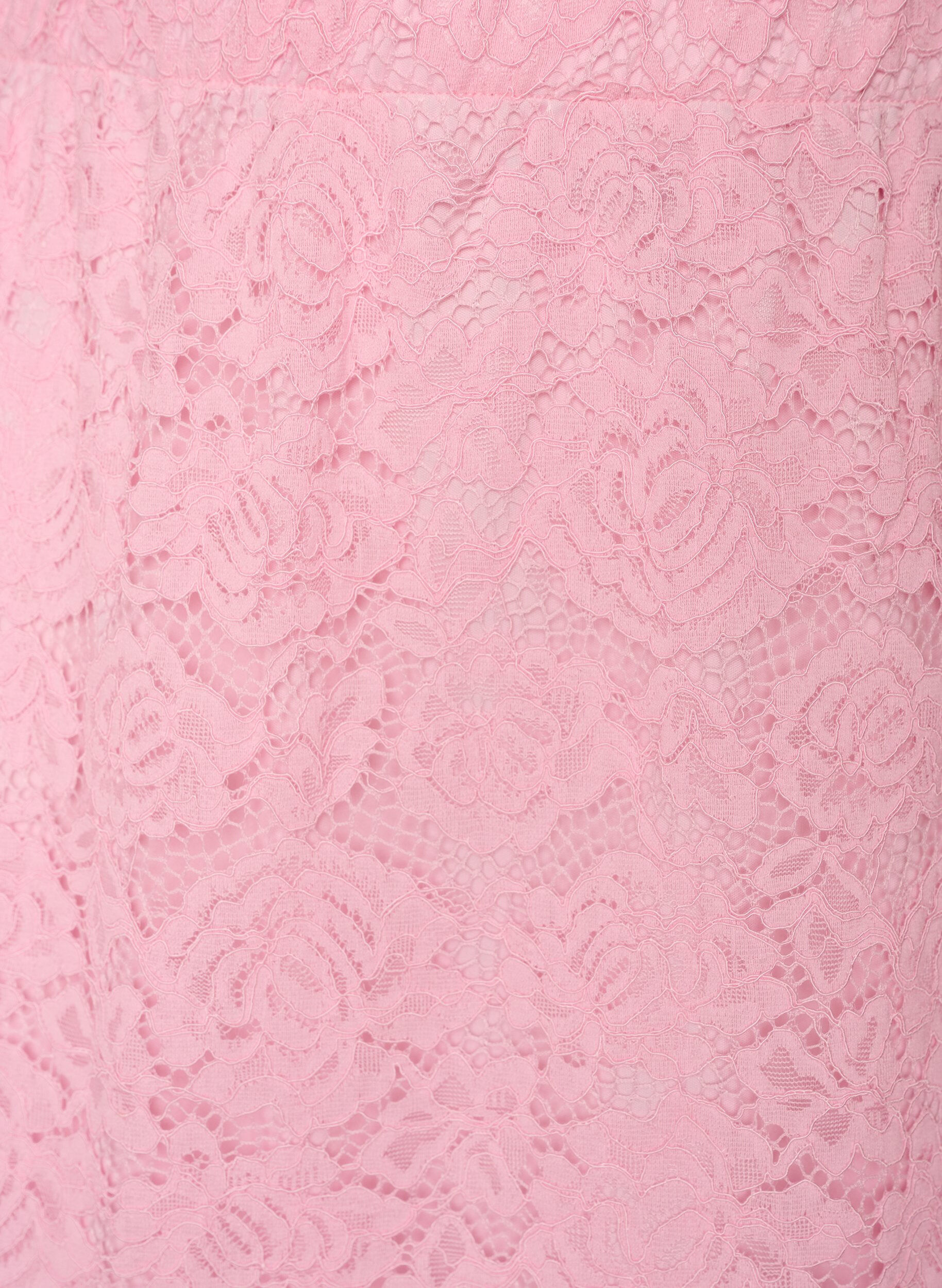 Zizzifashion Lace midi skirt with an elasticated waist, Rose, Packshot image number 2