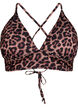 Leopard bikini top with tie back, Brown, Packshot image number 0