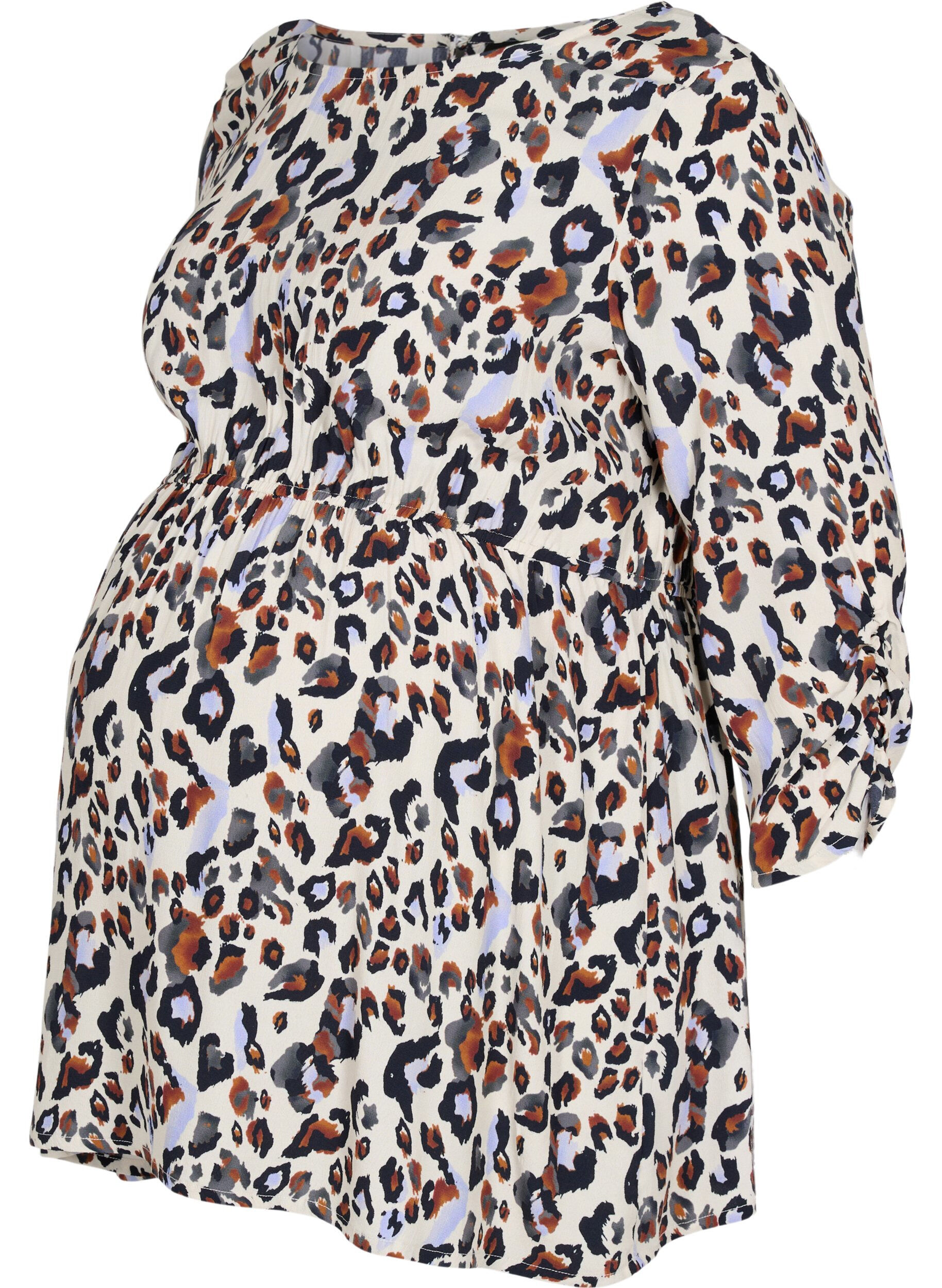 Zizzifashion Maternity blouse in viscose and print, White Leo Print , Packshot image number 0