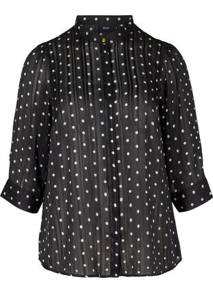 Printed shirt with 3/4 sleeves, Black Dot, Packshot image number 0
