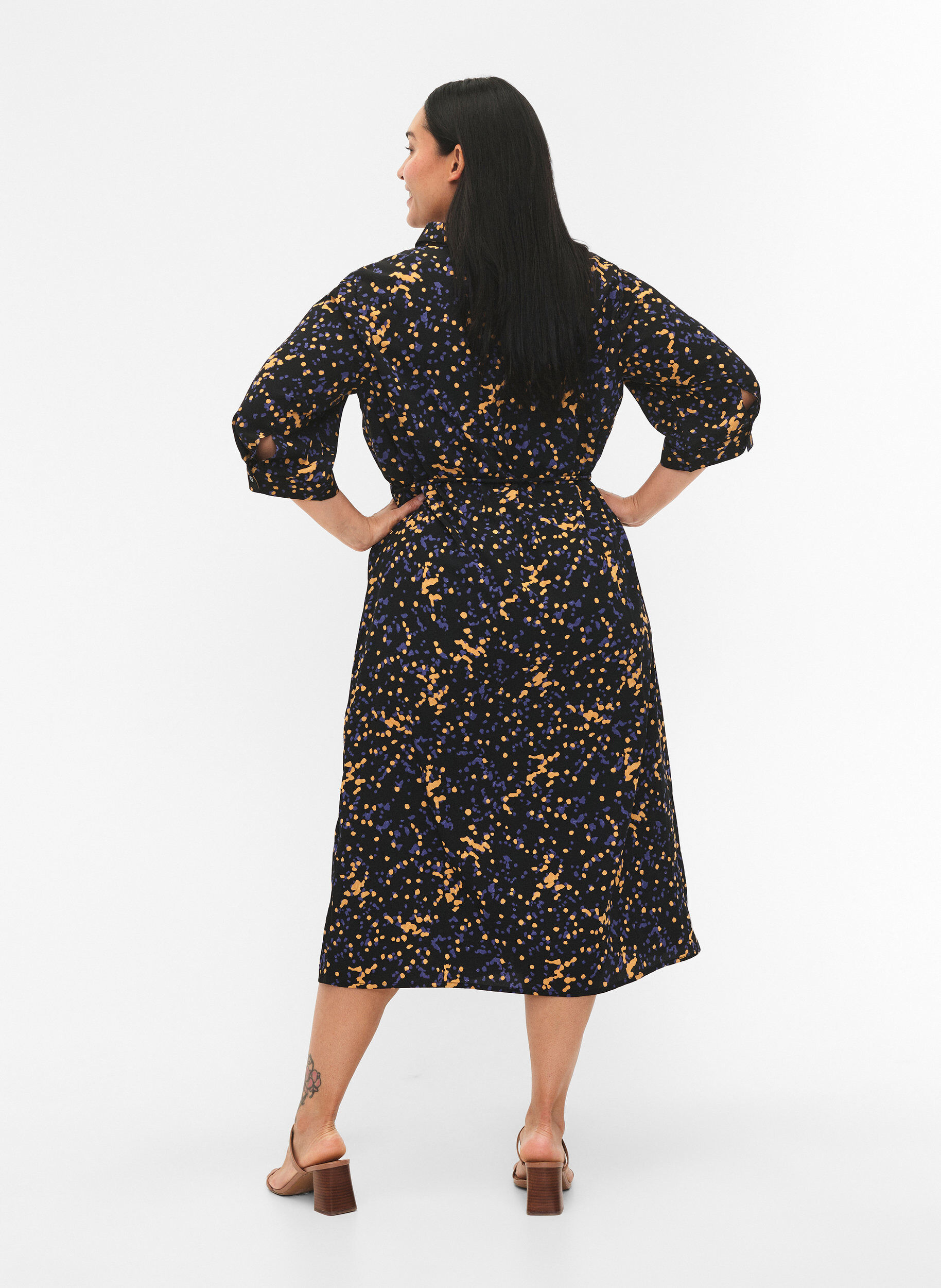 Zizzifashion FLASH - Shirt dress with print, Black Splash AOP, Model image number 1