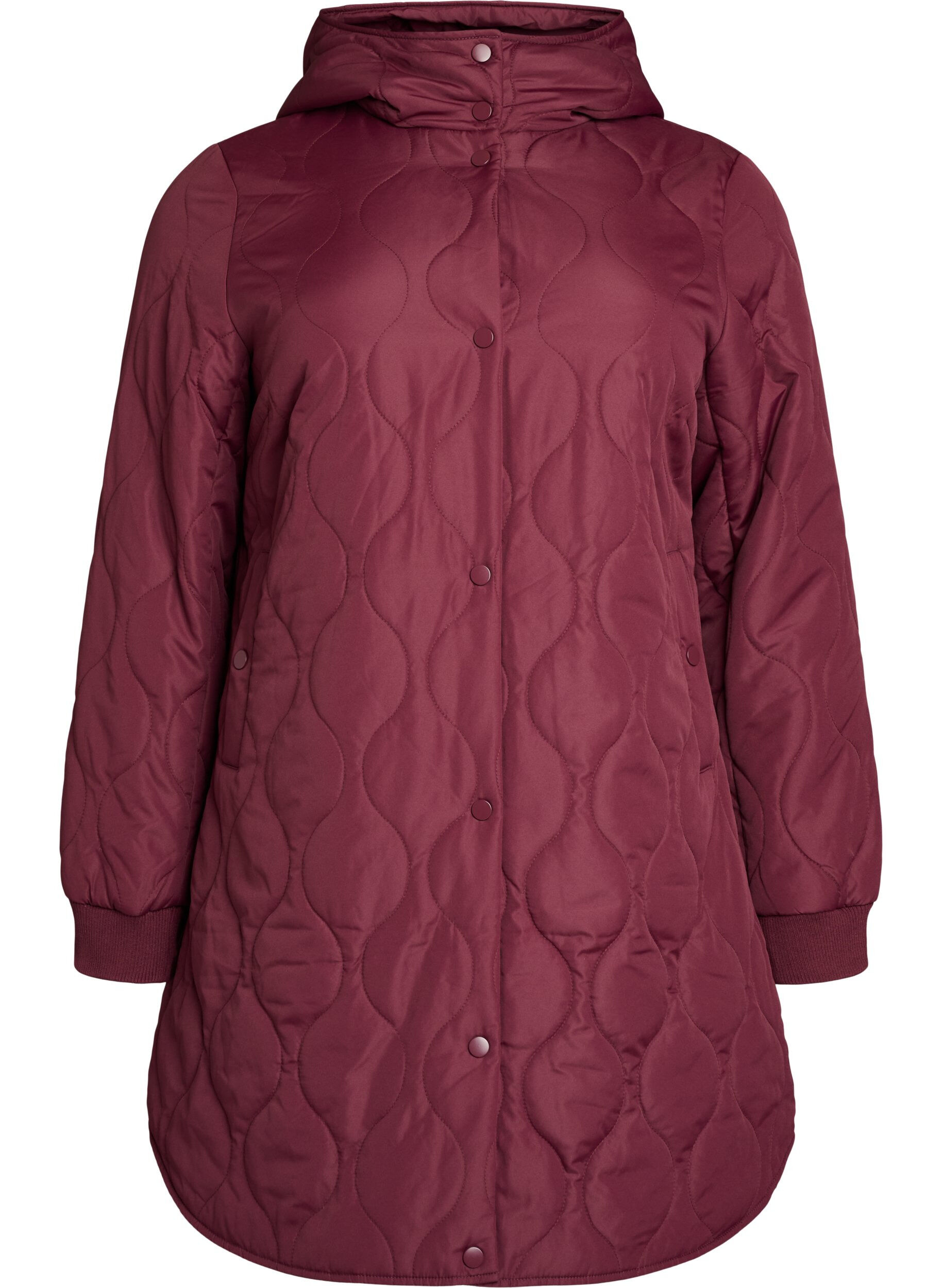 ZizzifashionMid-length quilted jacket with a hood, 0655, Packshot image number 0