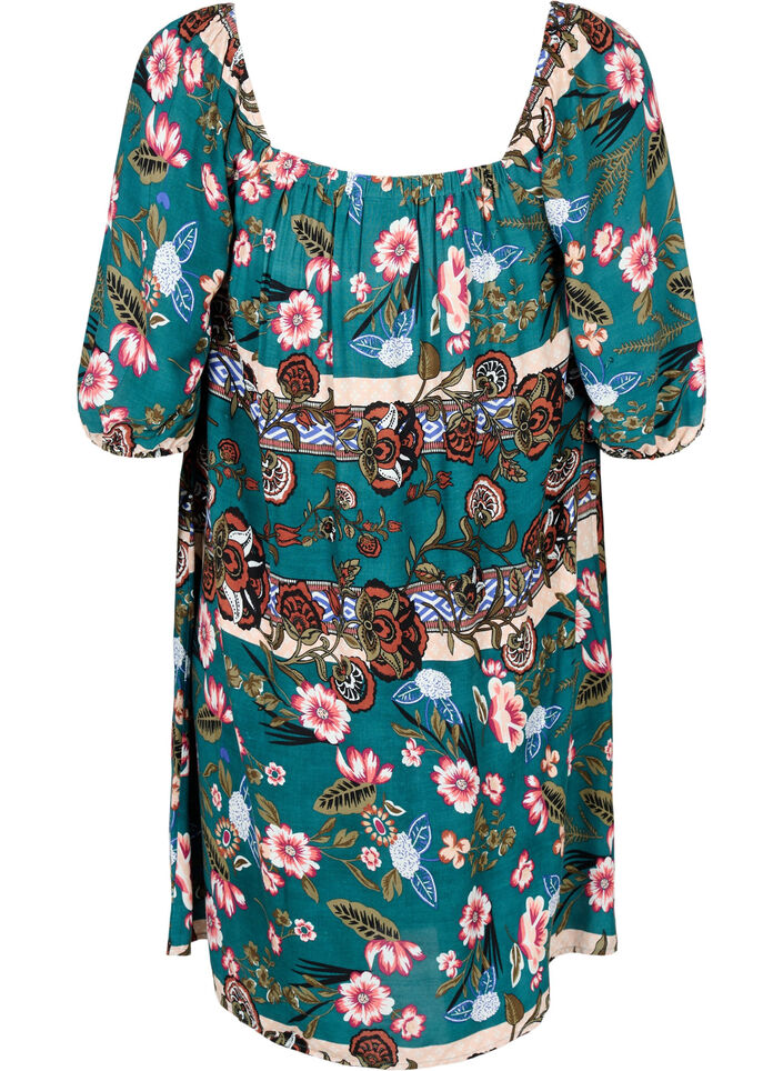 Beach dress in viscose with print, Green, Packshot image number 1