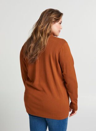 High neck knitted blouse made from a viscose mix, Caramel Cafe, Model image number 0