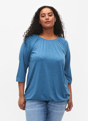 Malange blouse with 3/4 sleeves, Legion Blue Mel., Model image number 0