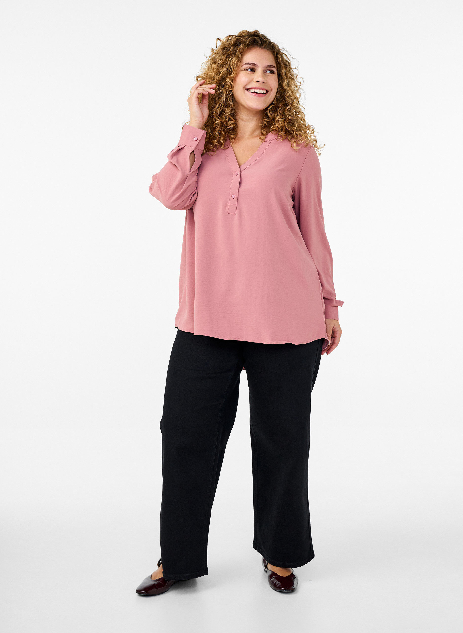 Zizzifashion FLASH - Shirt blouse with long sleeves, Rose, Model image number 1