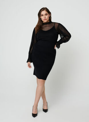 Close-fitting knitted skirt, Black, Model image number 1