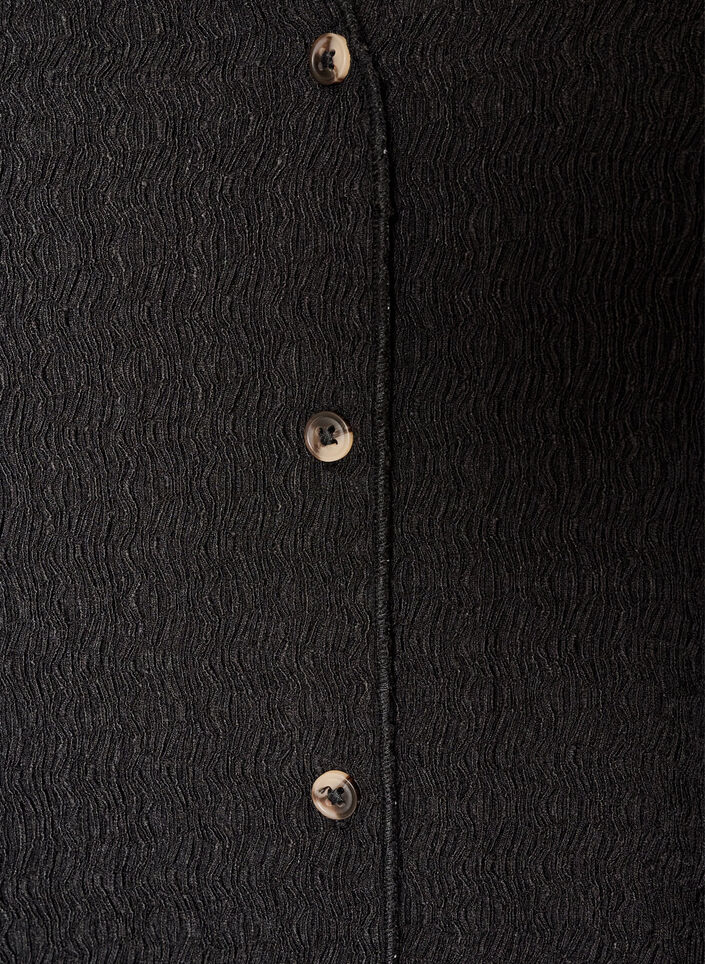 Sleeveless top with a wavy texture and button fastening, Black, Packshot image number 2