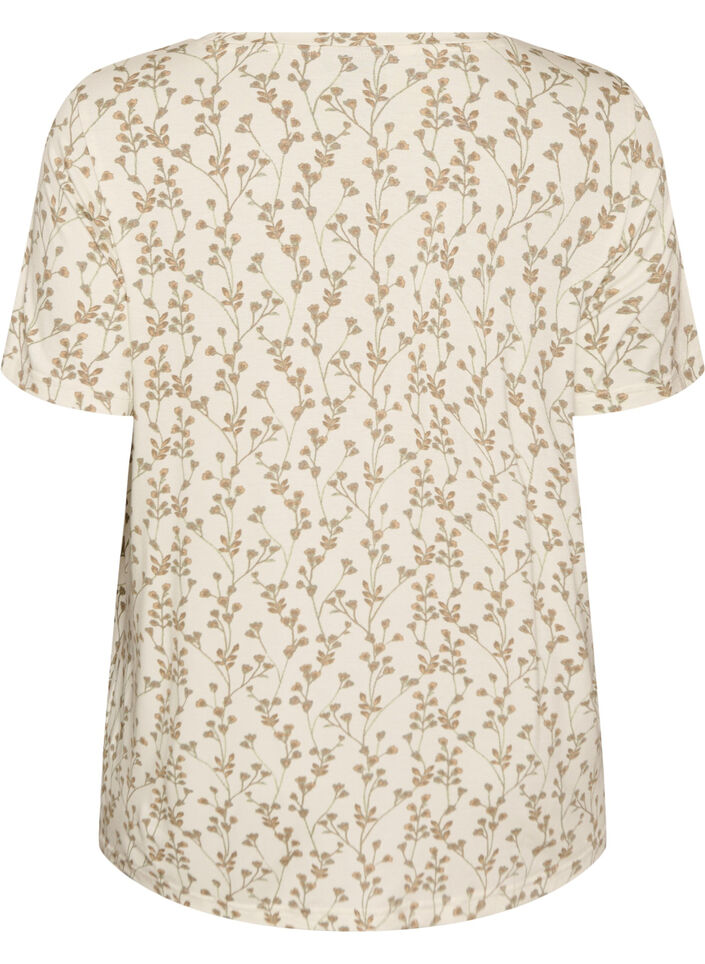 T-shirt with floral print, Vanilla, Packshot image number 1