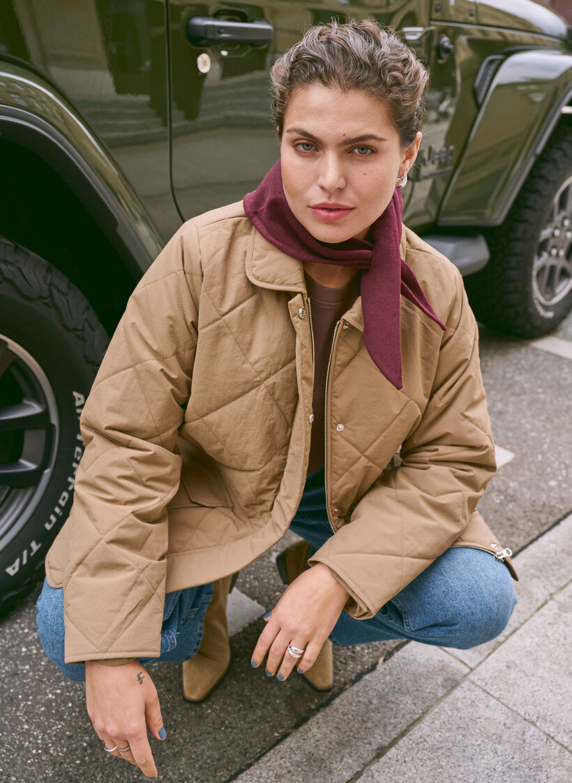 Quilted jacket with collar and pockets, Brown, Image image number 0