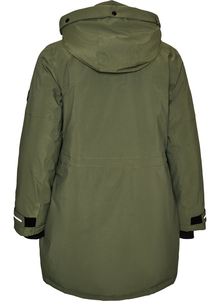 Water-repellent parka with a hood and functional details, Green, Packshot image number 1