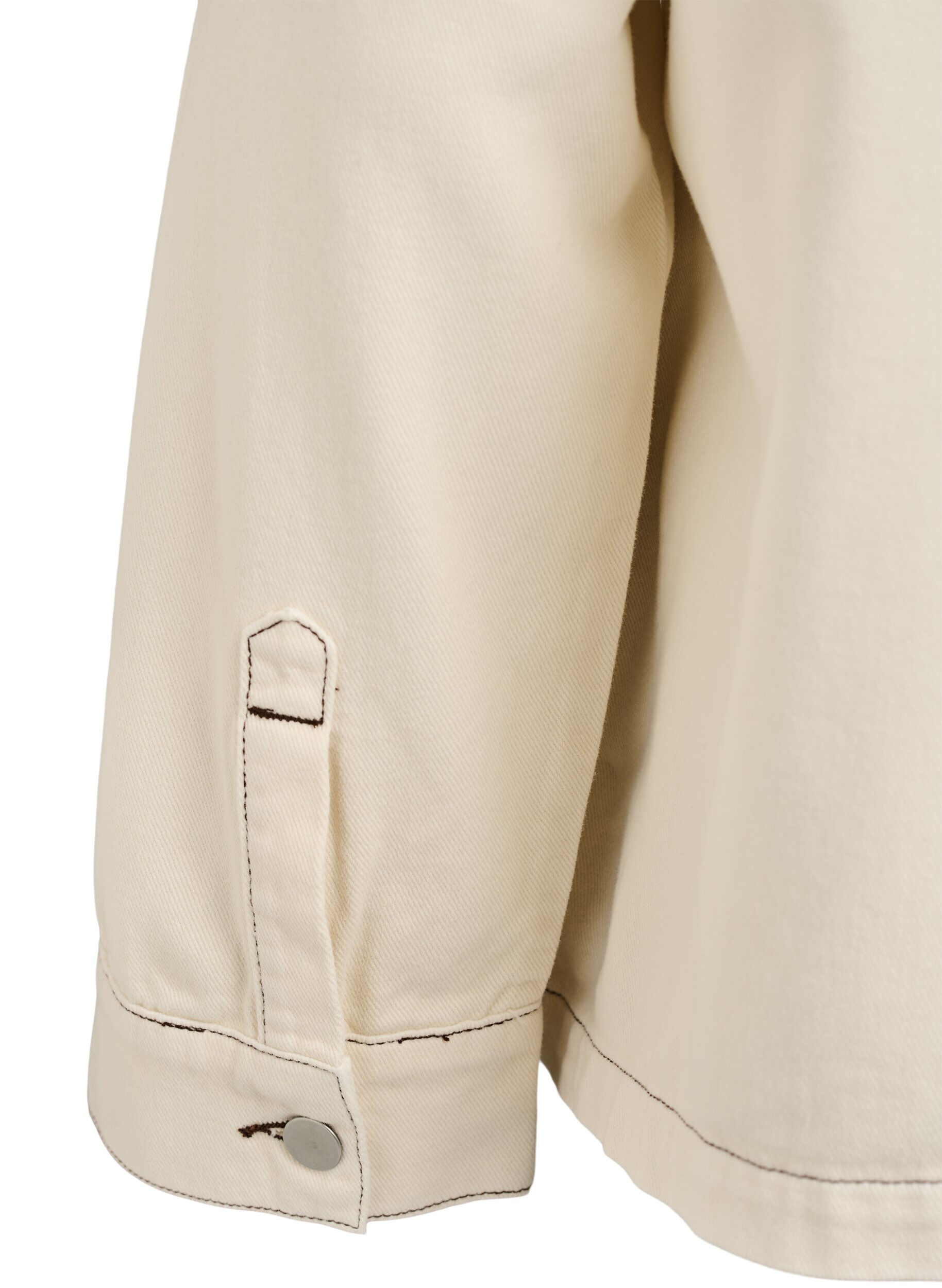 Zizzifashion Coloured denim jacket with contrast collar, Vanilla, Packshot image number 4