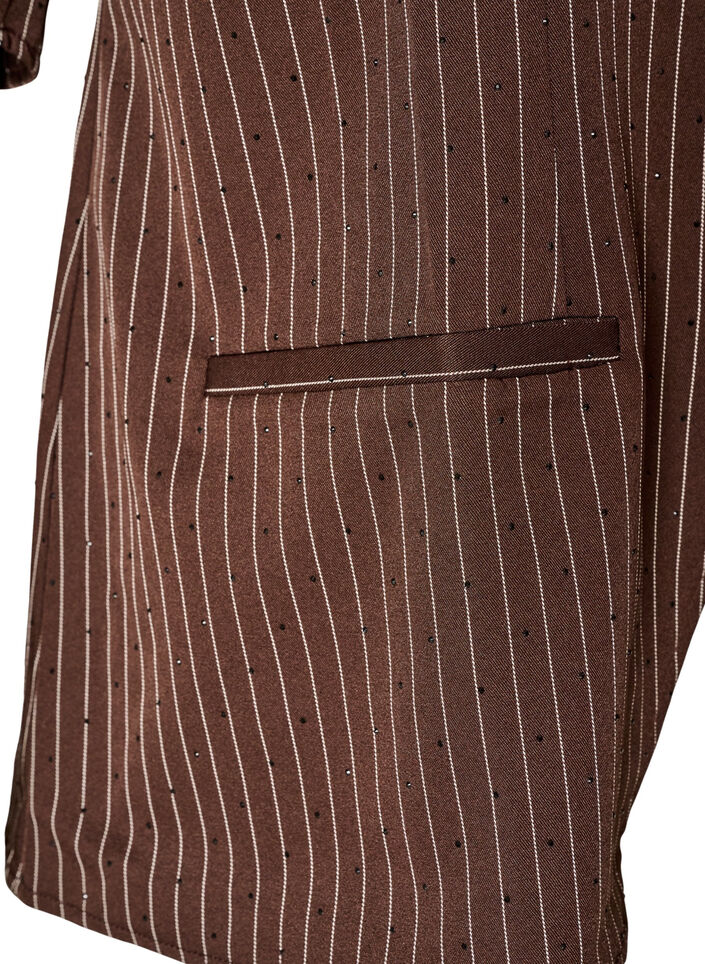 Pinstripe blouse with rhinestones and buttons, Brown, Packshot image number 3