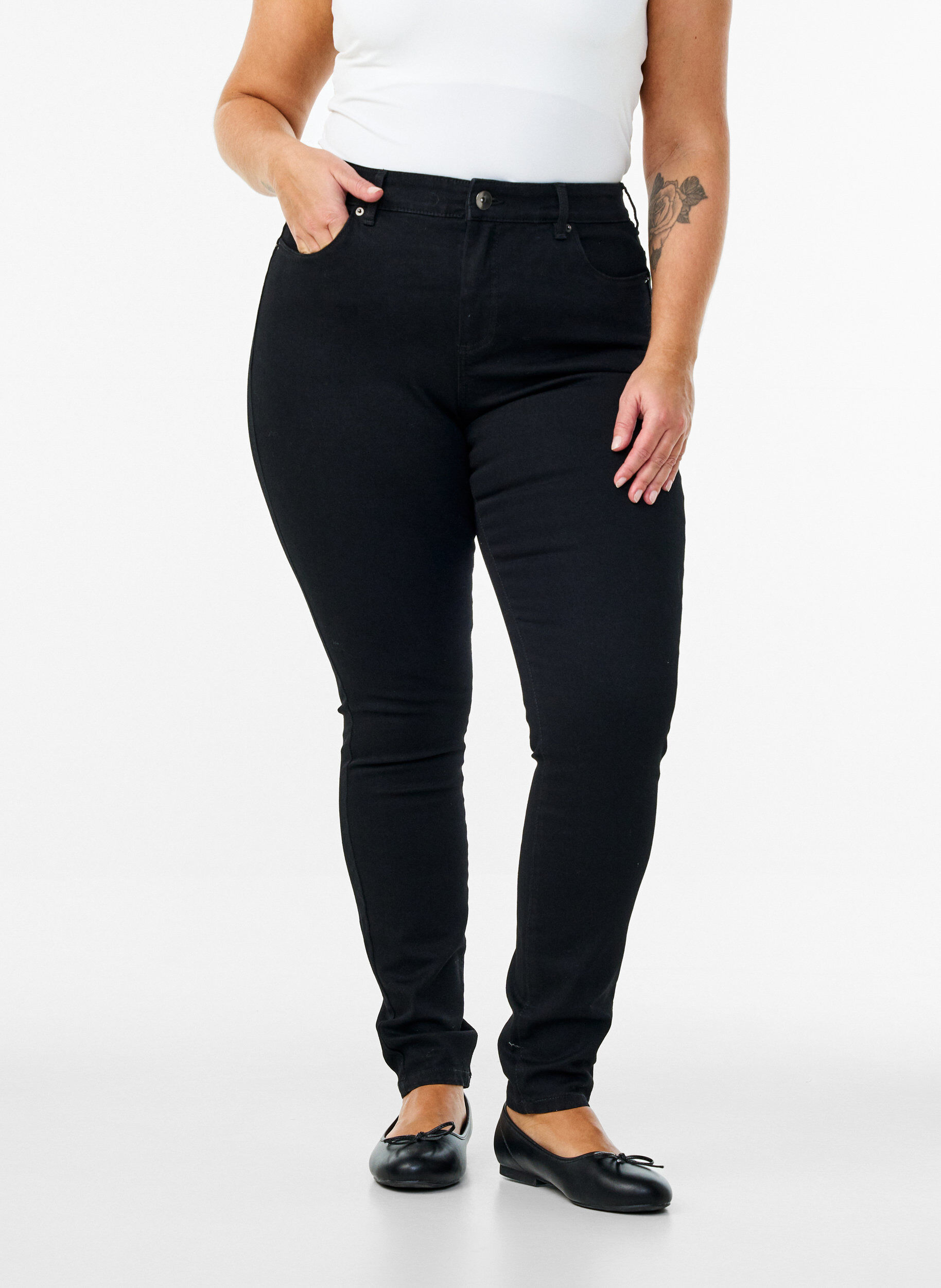 ZizzifashionAmy jeans with a high waist and super slim fit, Black, Model image number 2