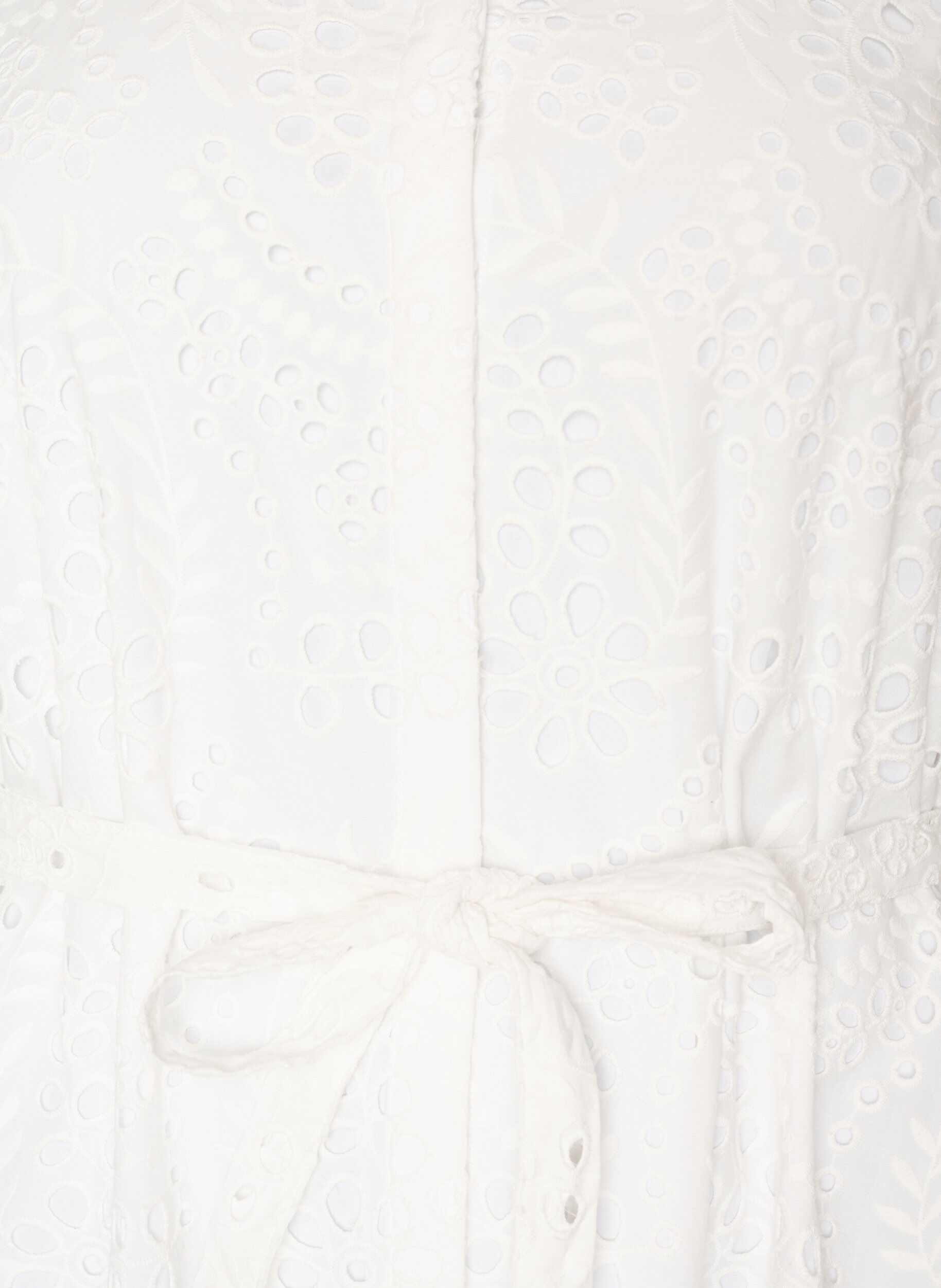 Zizzifashion Shirt dress in broderie anglaise with a tie-belt, White, Packshot image number 2