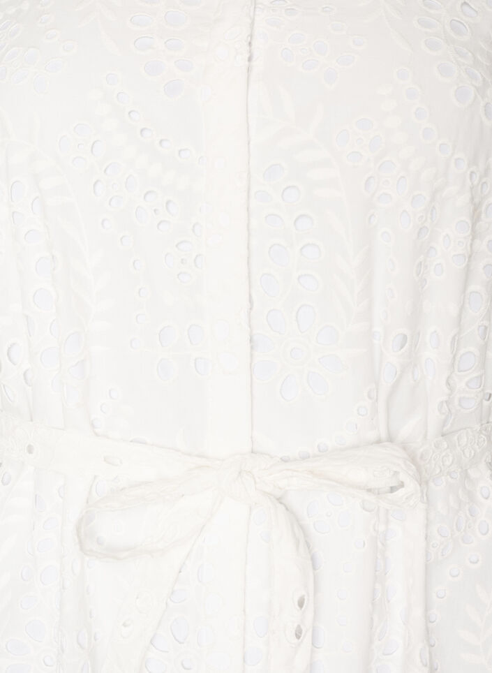 Shirt dress in broderie anglaise with a tie-belt, White, Packshot image number 2