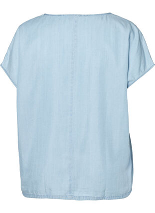 Short-sleeved blouse, Light blue denim, Packshot image number 1