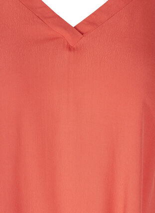Short-sleeved viscose blouse with V-neckline  , Hot Sauce, Packshot image number 2