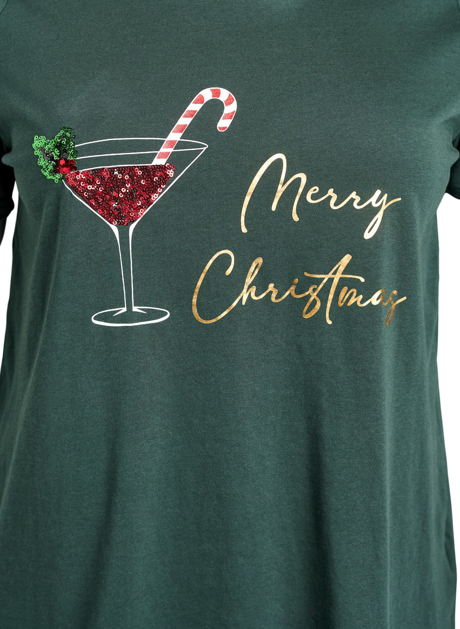 ZizzifashionChristmas t-shirt in organic cotton, Green, Packshot image number 2
