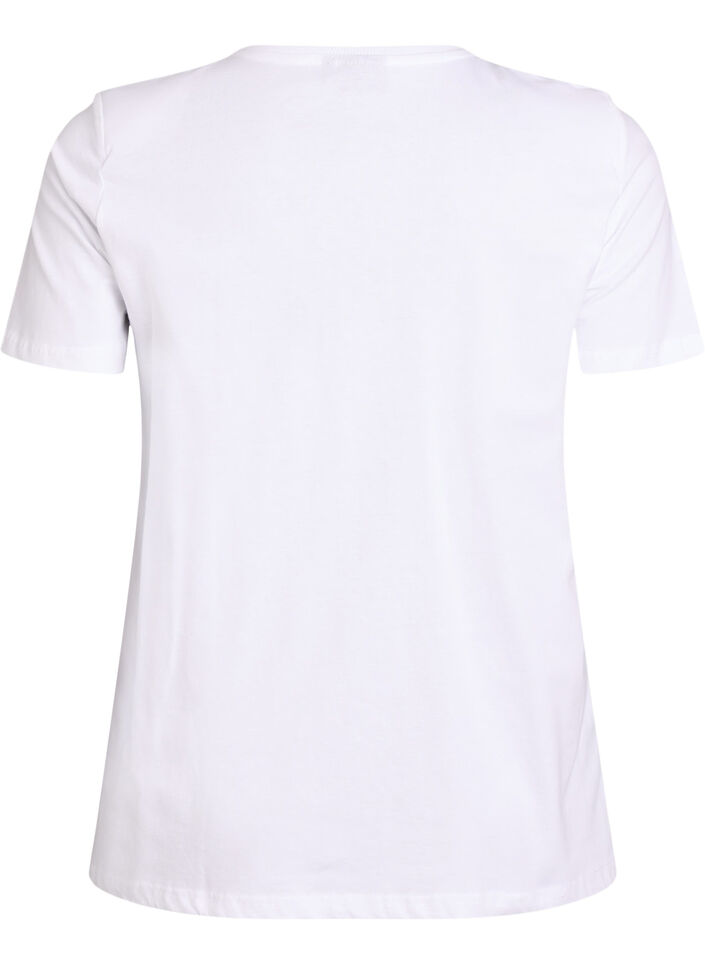 Basic cotton t-shirt with shoulder pads, White, Packshot image number 1
