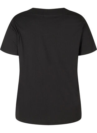 Short-sleeved t-shirt with wide, rib neckline, Black, Packshot image number 1