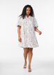 Cotton dress with floral print and broderie anglaise, Vanilla, Model image number 1