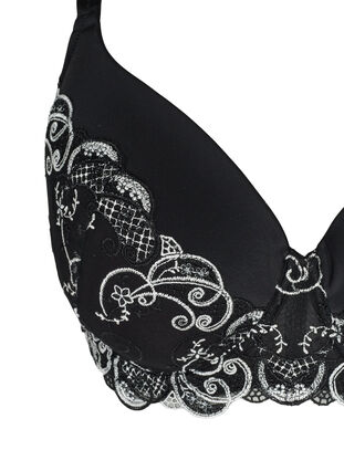 Sophia underwired bra with lace, Black, Packshot image number 2