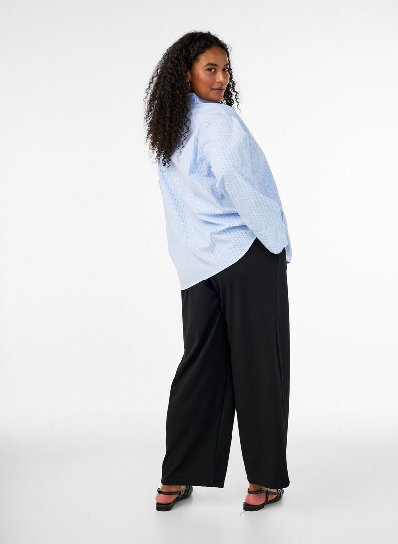 Loose jersey trousers with a high waist, Black, Model image number 1