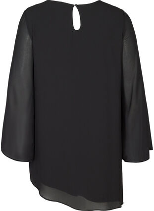 Tunic with an asymmetric hem and sequins, Black, Packshot image number 1