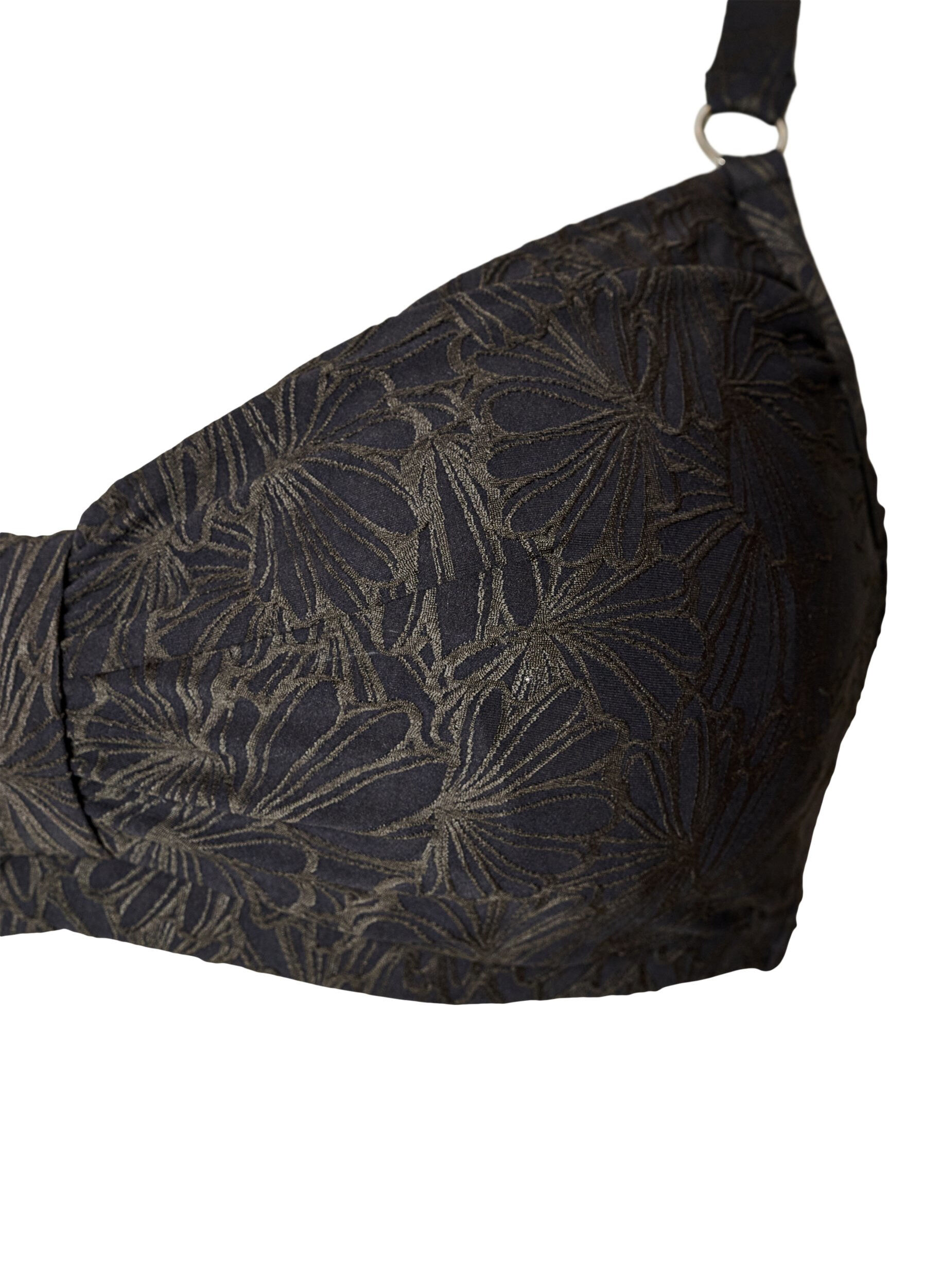 Zizzifashion Underwired bikini top with a textured pattern, Dark Grey, Packshot image number 2