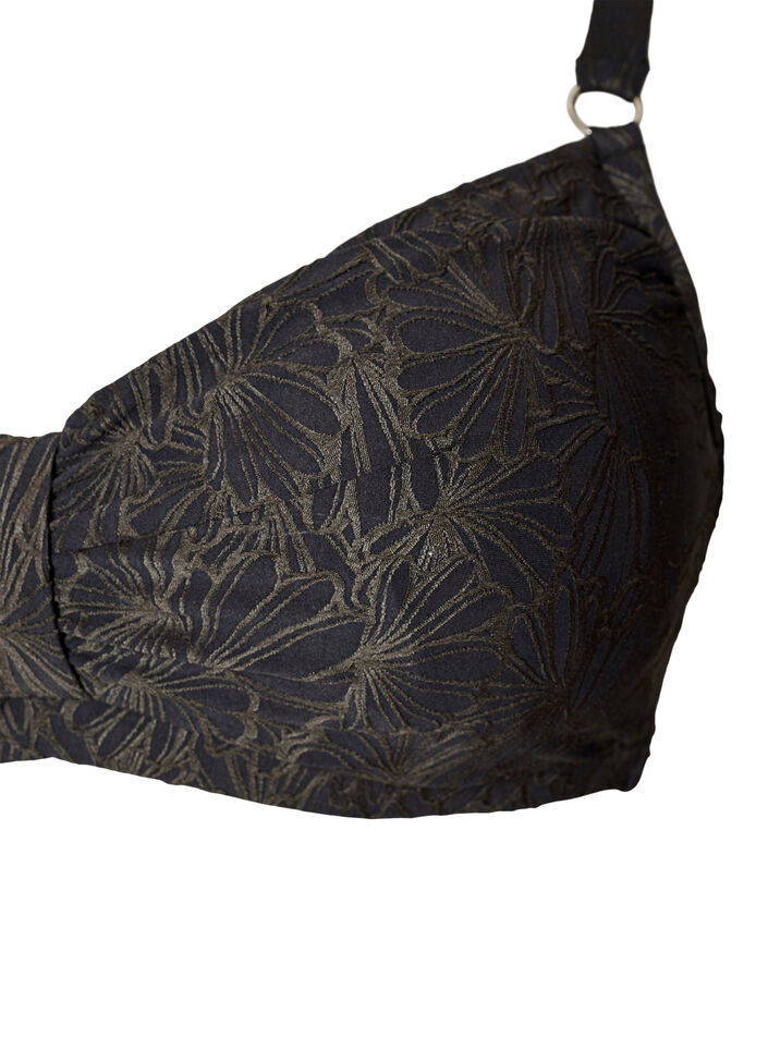Underwired bikini top with a textured pattern, Dark Grey, Packshot image number 2