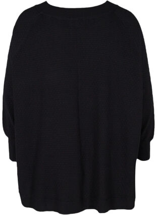Textured knitted poncho, Black, Packshot image number 1