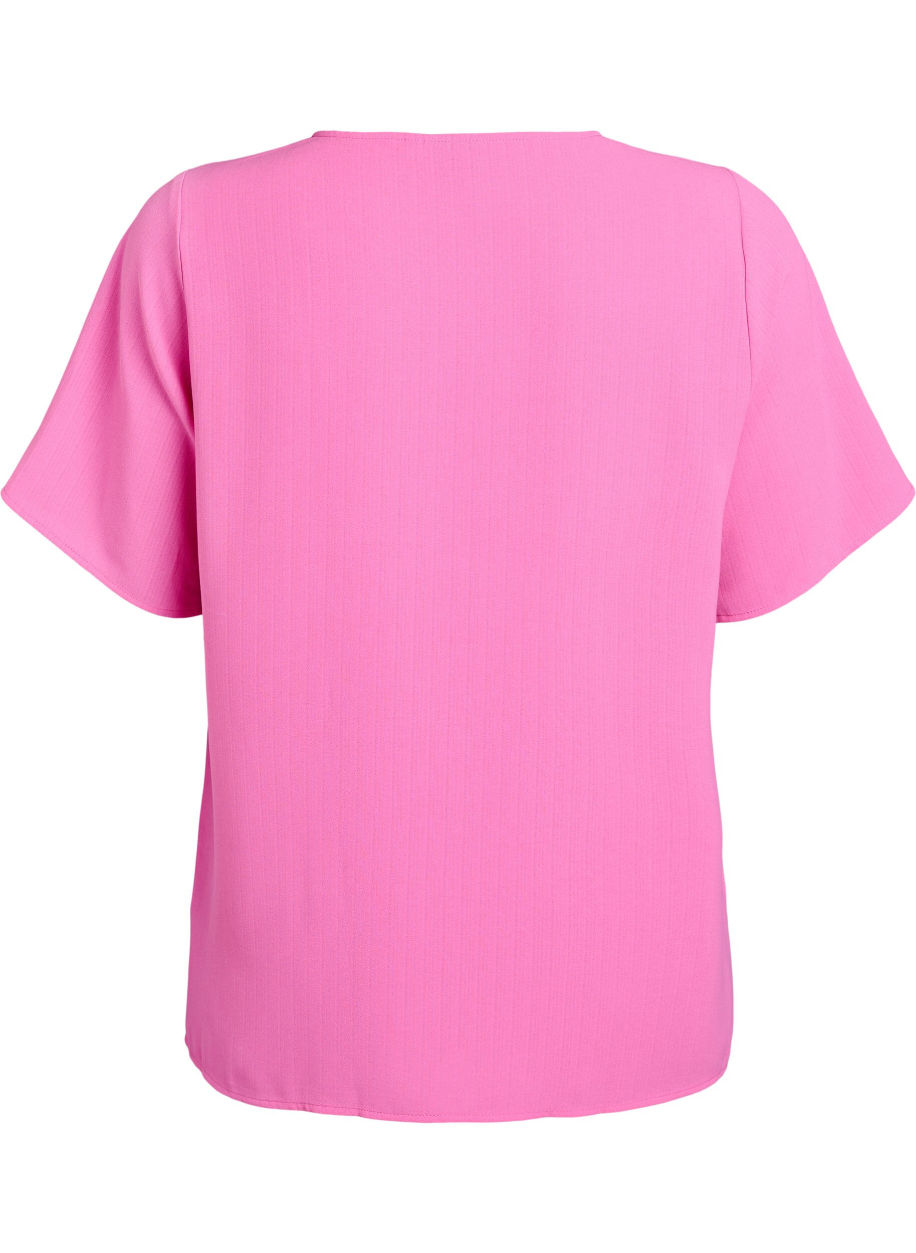 Zizzifashion Short-sleeved blouse with round neck, Pink, Packshot image number 1