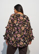 Blouse with floral print and ruffle details, Black, Model image number 2