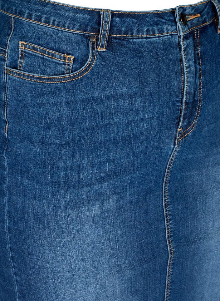 Denim midi skirt with slits, Blue, Packshot image number 2