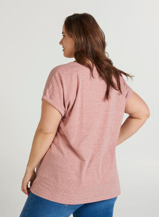 Marled cotton t-shirt, Old Rose Mélange, Model image number 1