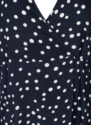 Short-sleeved, viscose wrap dress with dots, Night Sky Dot, Packshot image number 2