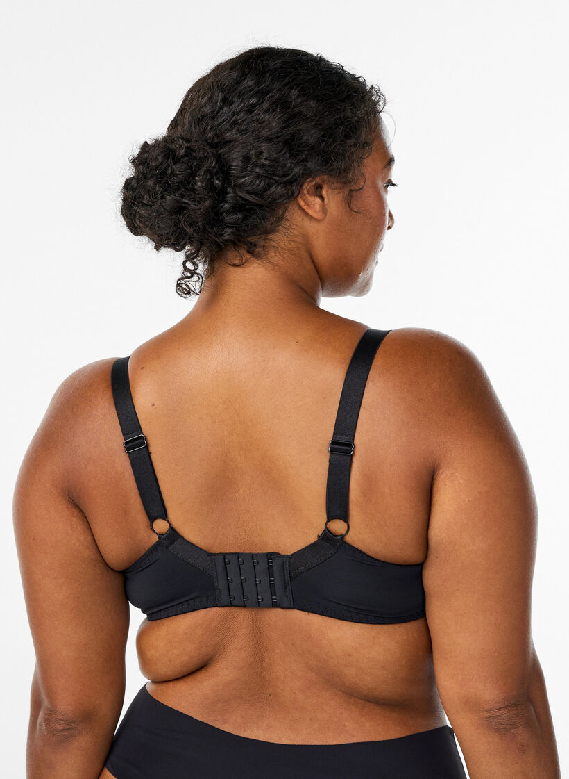 Padded lace bra with underwire, Black, Model image number 2