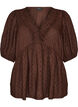 Viscose blouse with a dotted texture and V-neck, Brown, Packshot image number 0