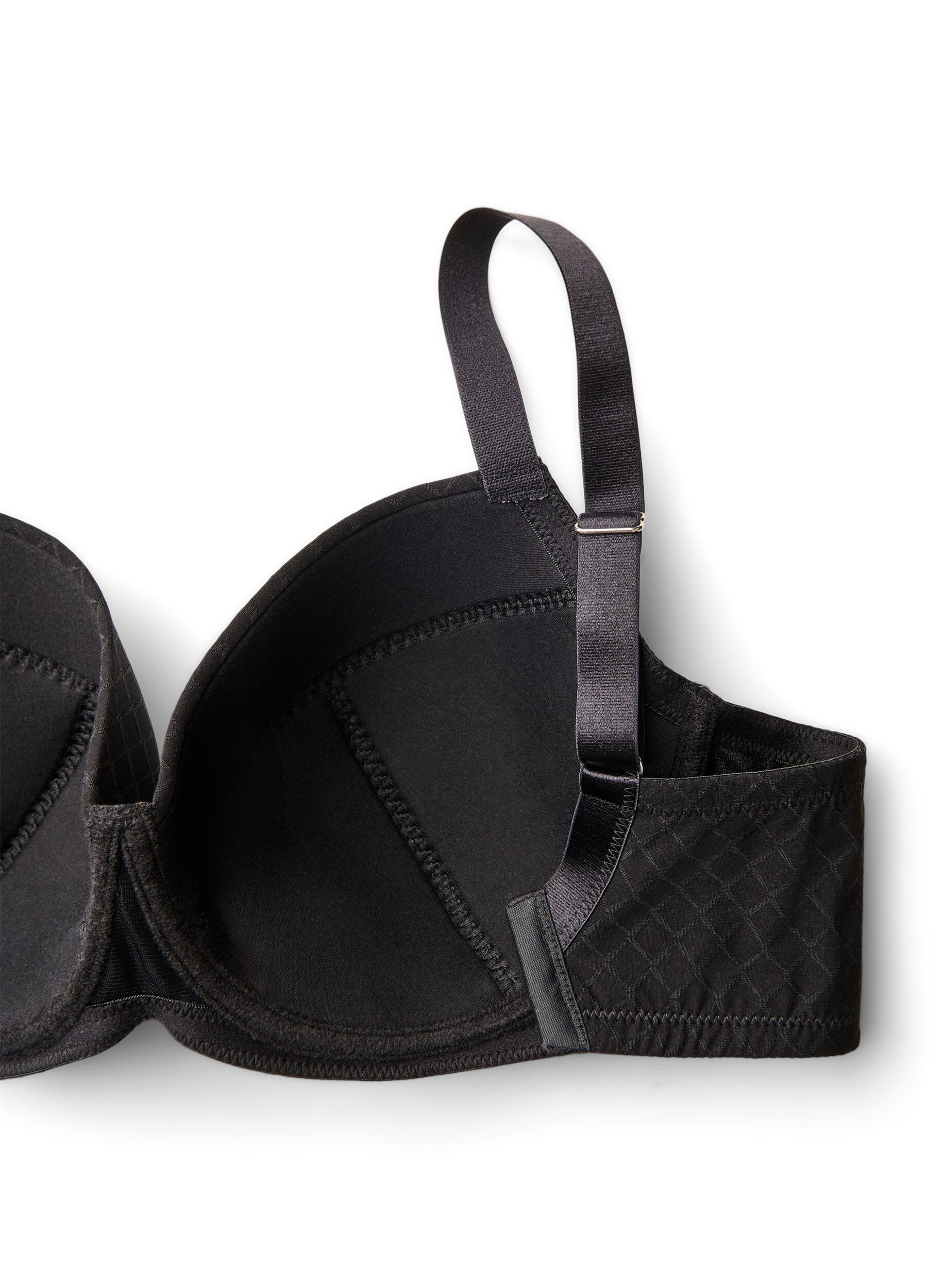 ZizzifashionPadded microfibre bra with checked pattern, Black, Packshot image number 3