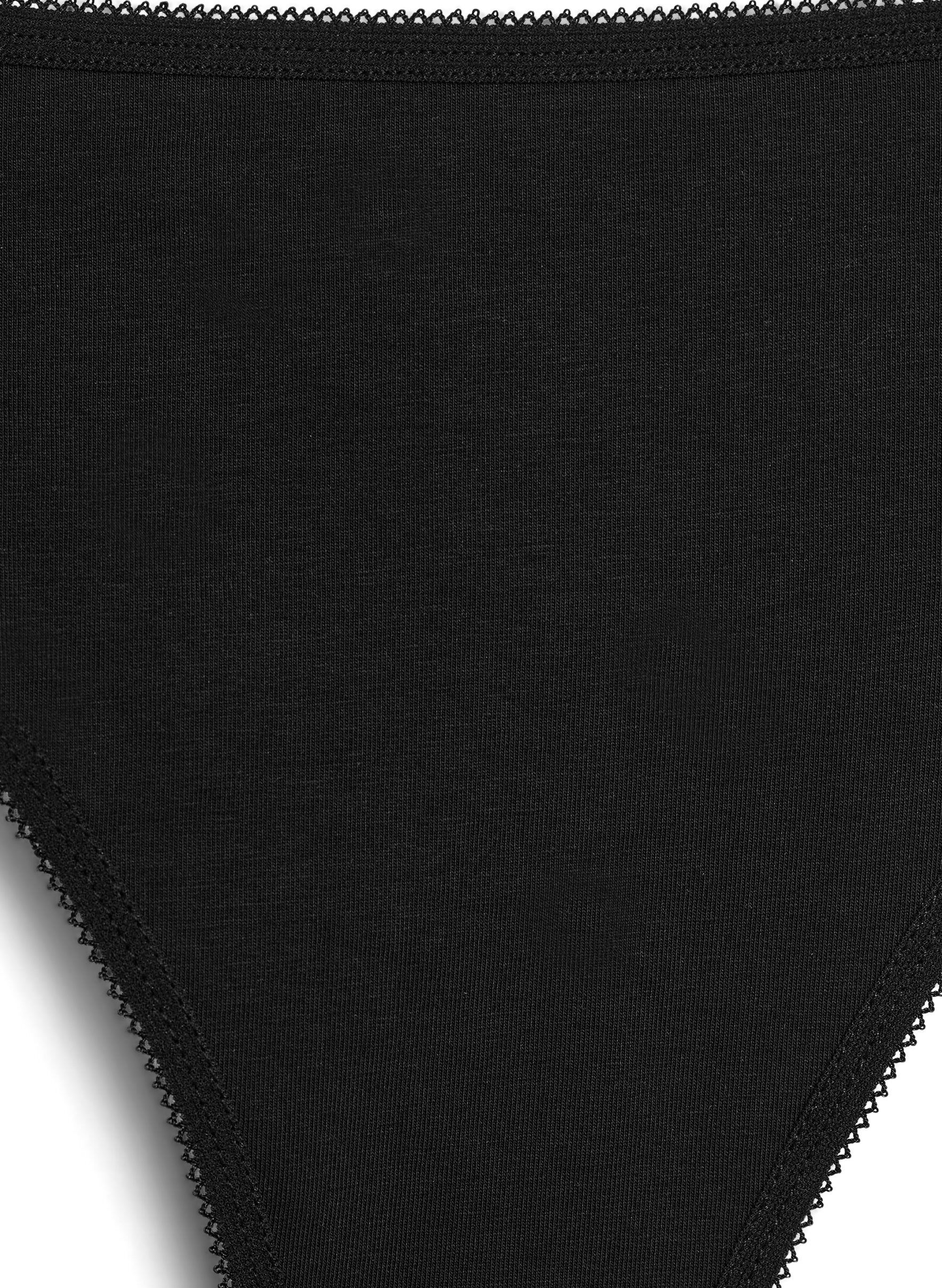 Zizzifashion 7-pack cotton thongs with a low waist, Black, Packshot image number 2