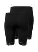 2-pack cycling shorts with lace trim, Black / Black, Packshot image number 1