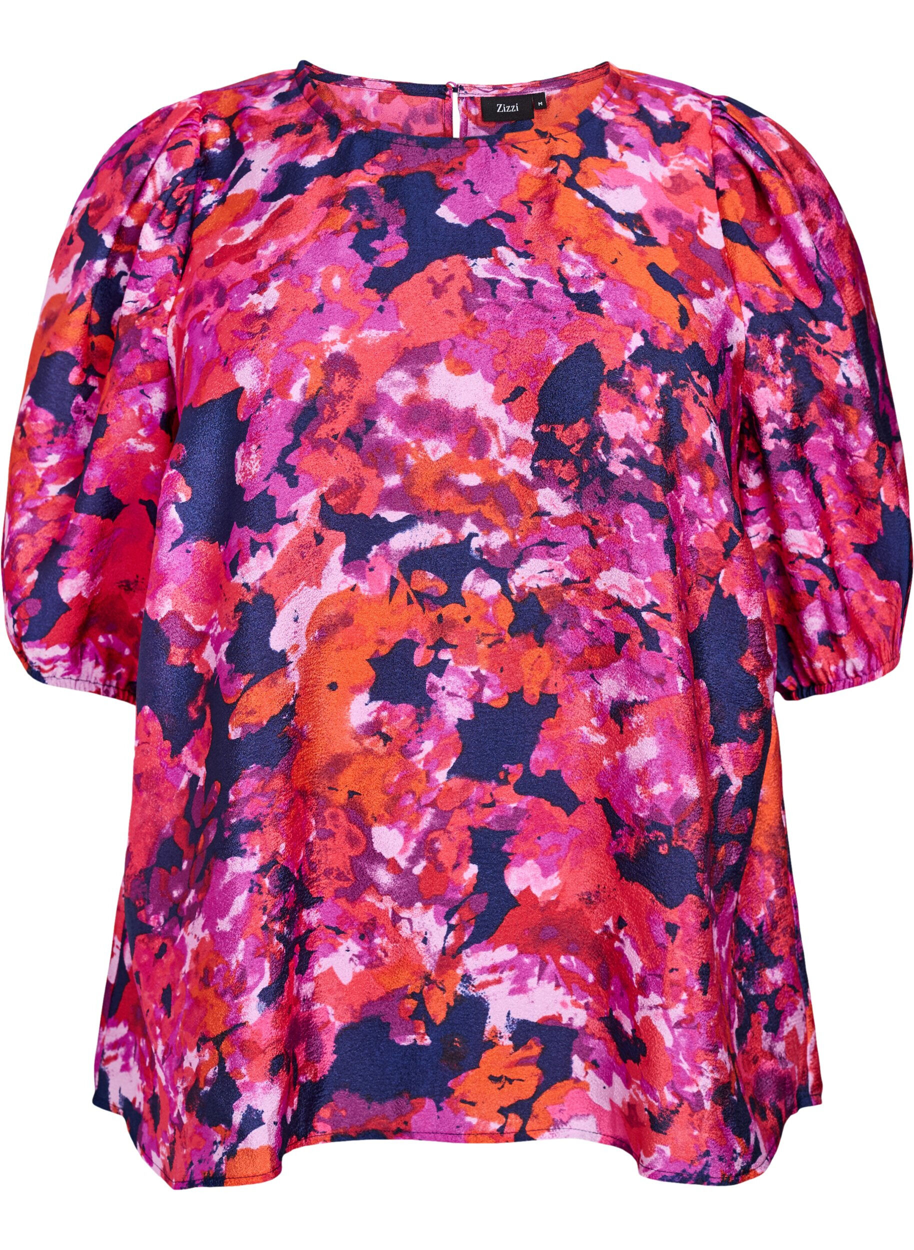 Blouse with 1/2 sleeves and a colourful print