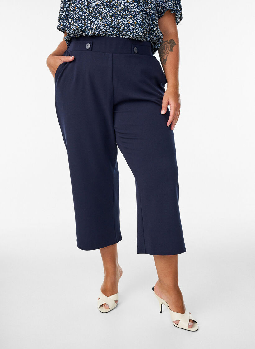 Ankle length trousers with loose fit, Blue, Model image number 2