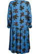 Printed viscose midi dress with long sleeves, Blue, Packshot image number 1