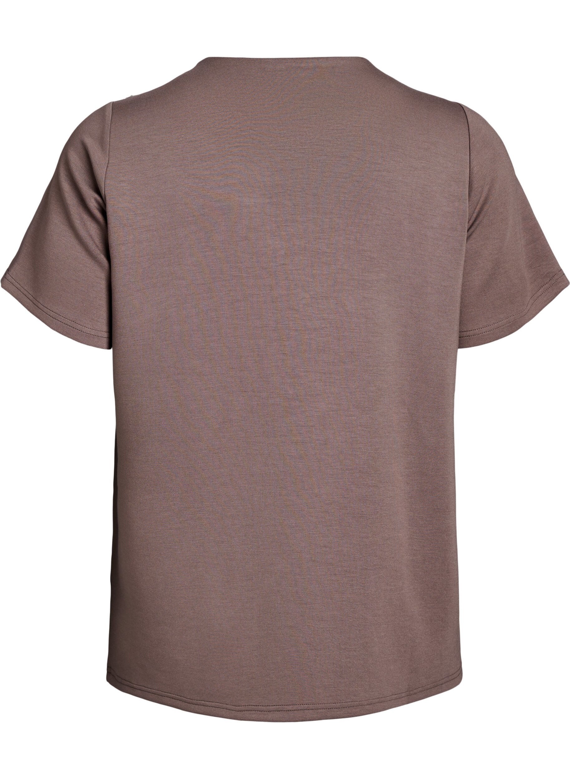 Zizzifashion Short sleeve blouse with a button detail, Brown, Packshot image number 1